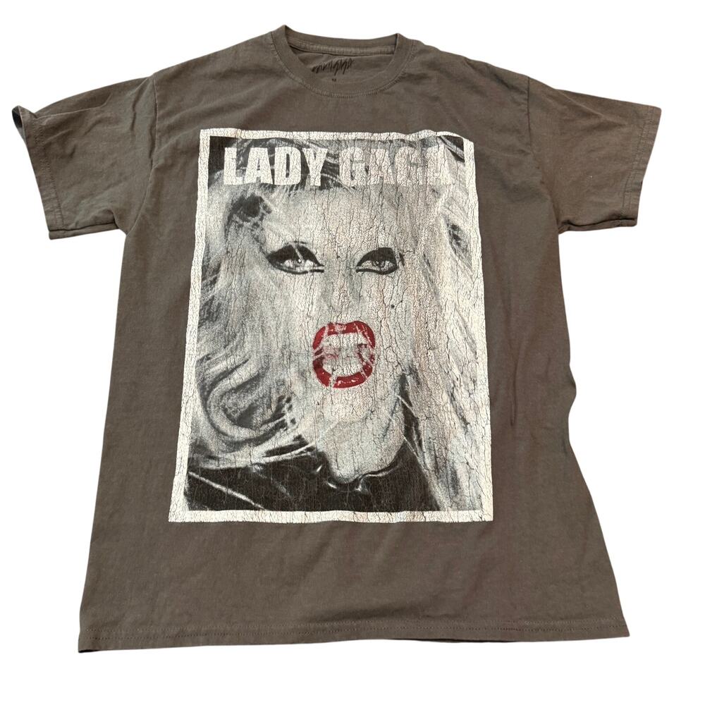 Official Lady Gaga Graphic Portrait T-Shirt Dark Grey Size Medium 2021 Merch